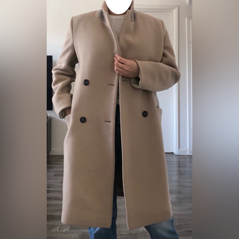 Cream Beige Wool Cashmere Double Breasted Coat by Closed XS - Picture 3 of 12